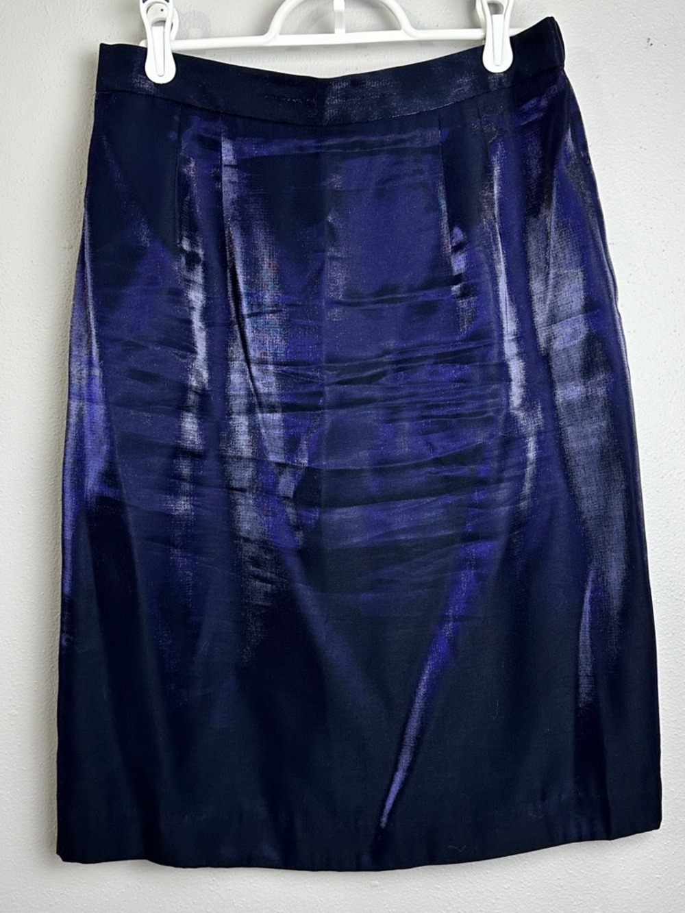 Alex Evenings Y2K Shiny Iridescent Navy Blue Pencil Skirt